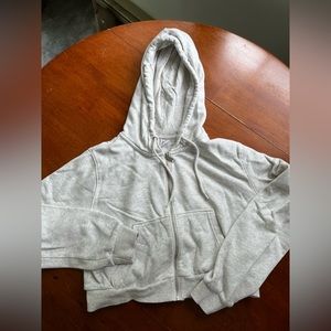Grey Cropped Hoodie
